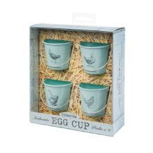 EGG CUP PAILS VINTAGE HENS BLUE